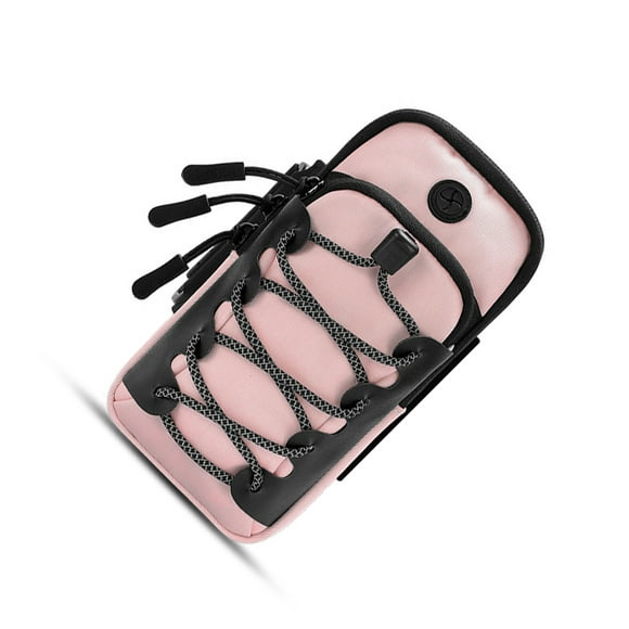 mmirethe Nylon Cellphone Storage Arm Bag Sweatproof Waterproof Nonslip Reflective Elastic Smart Phone Exercising Gym Bags Pink