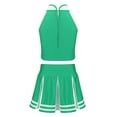 thumbnail image 2 of JanJean Kids Girls Cheer leader Costume Cheerleading Uniform Outfit Shell Tank Top with Pleated Skirt Green 6, 2 of 7