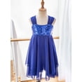 thumbnail image 4 of DPOIS Girls Sequined Ballet Dance Gymnastic Leotard Dress Lyrical Dance Costumes Blue 4, 4 of 7