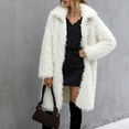 thumbnail image 2 of Winter Warm Coats for Women, Ladies Lapel Solid Color Lamb Hair Keep Long Jacket Coat, Gifts for Women White L, 2 of 8