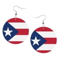 thumbnail image 6 of Leather Dangle Round Earrings For Women Puerto-Rico-Flag Circle Earrings Drop Jewelry, 6 of 6