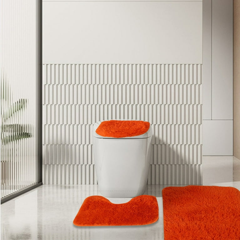 Wsbdenlk Clearance Rugs Household Supplies Solid Color 3 Piece Bathroom Rug Set Bathroom Toilet Carpet Anti-Slip Mat Solid Color Bathroom Toilet Floor