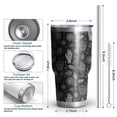 thumbnail image 6 of 30oz Black White Skull Hand Spider Pattern Tumblers Stainless Steel Tumbler with Lid and Straw,Vacuum Insulated Double Wall Travel Tumbler Cups Mug with Cleaning Brush for Coffee,Tea, 6 of 7