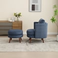 thumbnail image 4 of Modern Accent Chair with Ottoman, Reading Barrel Chair with Footrest, 30.7" Wide Round Upholstered Comfy Armchair with Throw Pillow Reading Chair with Solid Wood Legs for Living Room Bedroom(Navy), 4 of 7