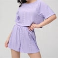 thumbnail image 4 of ZHENHONG Pajamas for Women, Cute Cherry Pajama Set Causal Lettuce Trim Split Loungewear, Women's Sleepwear Purple, 4 of 5