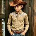 thumbnail image 2 of Wxolcjlv Boys Western Cowboy Shirt Casual Graphic Buttons Down Long Sleeve Shirt, Szies 4-13, 2 of 4