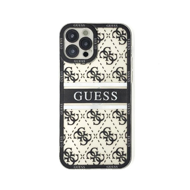 Funda de teléfono de diseño lujoso para iPhone 14 Plus, 13, 12 Mini, 11 Pro Max, transparente, con letras de G-GUESSES, funda de TPU suave Fivean unisex