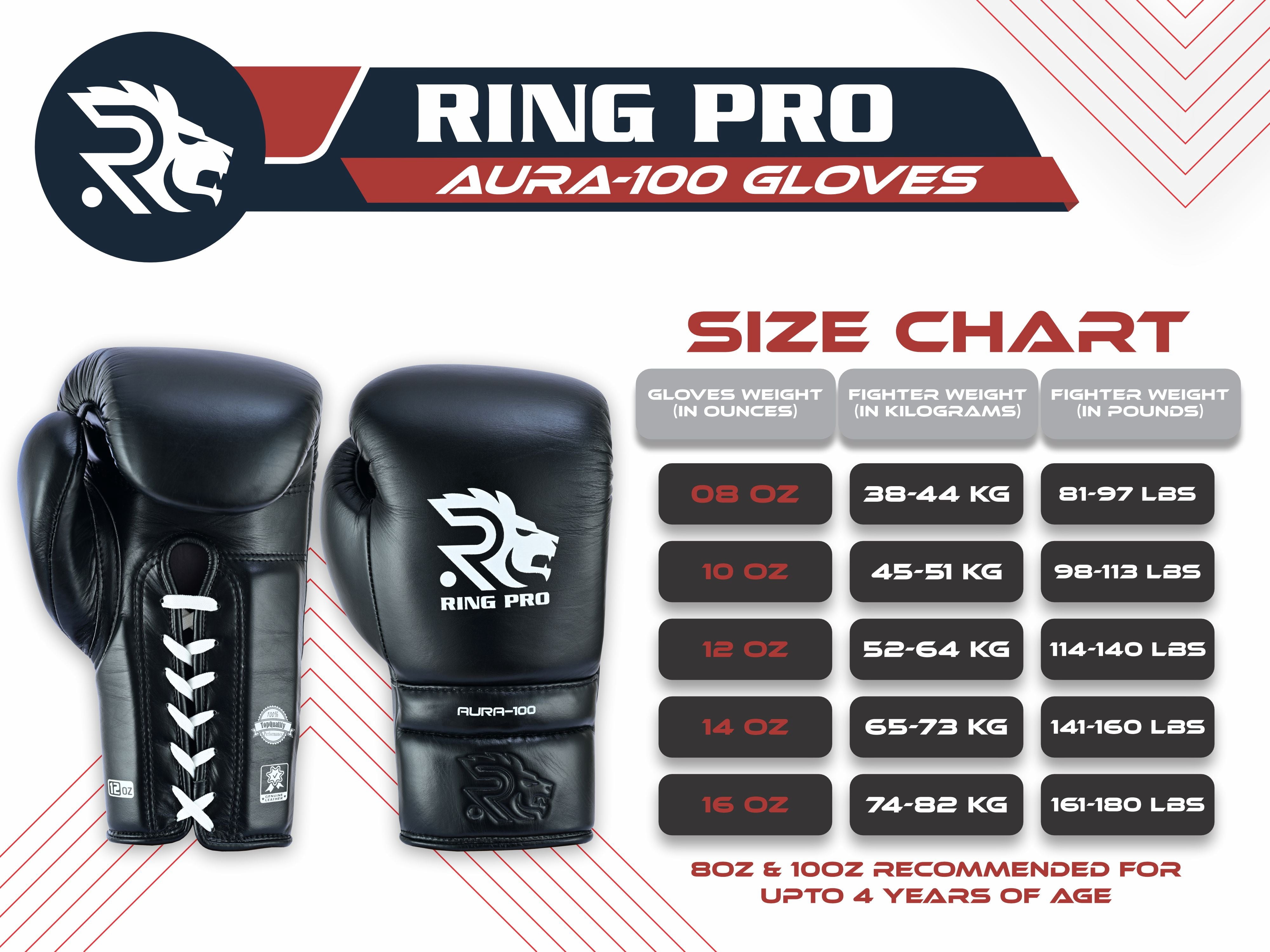 Ring Pro Sports Aura-100 Series Boxing Glove Made of Genuine Cowhide Leather for Boxing & MMA - Cyan 12 oz