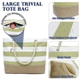 thumbnail image 5 of Oversized Canvas Beach Tote Bag for Women and Girls, Waterproof Sandproof Travel Tote Bag with Wet Pocket, Striped Swim Pool bag Zipper Closure,Canvas+jute Light Green, 5 of 6