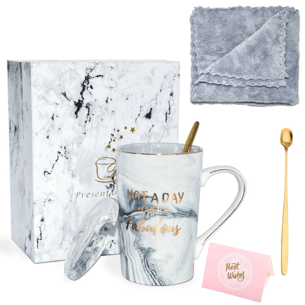 Grey Bosmarlin Birthday Gifts for Women Wife Girlfriend 13 oz Funny Mug Gifts for Her Pink Ceramic Marble Mug I Love You Mug