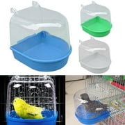 Gymark New Pet Bird Water Bath Tub For Pet Bird Cage Hanging Bowl Parrots Parakeet Blue