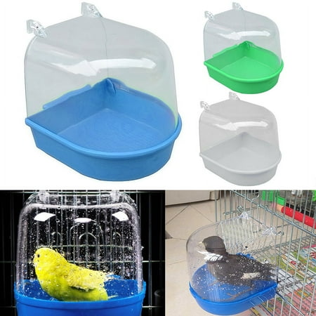 Gymark New Pet Bird Water Bath Tub For Pet Bird Cage Hanging Bowl Parrots Parakeet Blue