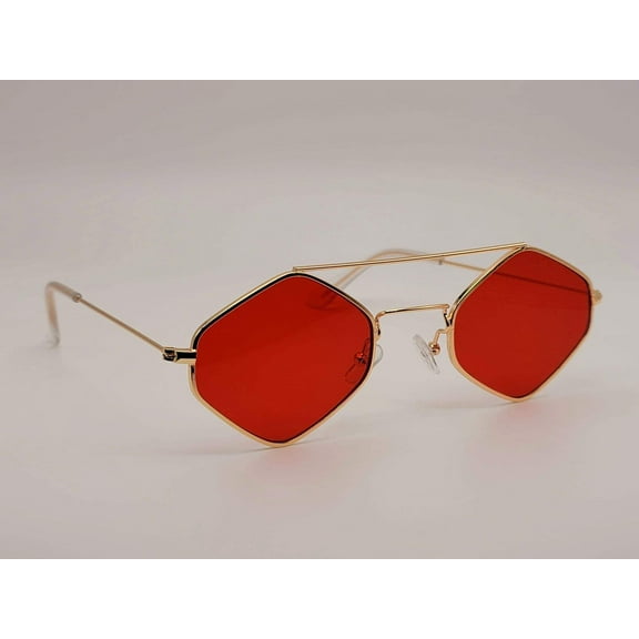 Popular Fashion Medium Rhombus Unisex Luxury Sunglasses Vintage Red Color