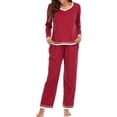thumbnail image 1 of Hanerdun Women Pajama Set Female Sleepwear Long Sleeve Pjs, Dark Red XL, 1 of 7