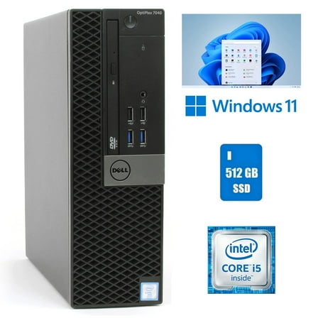 Restored Dell OptiPlex 7040 SFF Core i5 Desktop Computer 16GB RAM 512GB SSD Wi-Fi Windows 11 Pro (25H2) (Refurbished)