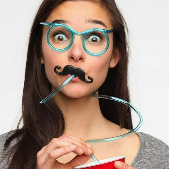 Funny Straw Glasses Eyeglasses Straws Eyeglasses Crazy Fun Loop Straws Novelty Drinking Eyeglasses Straw for Annual Meeting, Fun Parties, Birthday, Assorted Colors