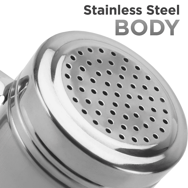 EHOMEA2Z Stainless Steel Dredge Shaker 10 oz Ideal for Salt, Spice, Sugar, Flour (1, 10 oz with Handle)