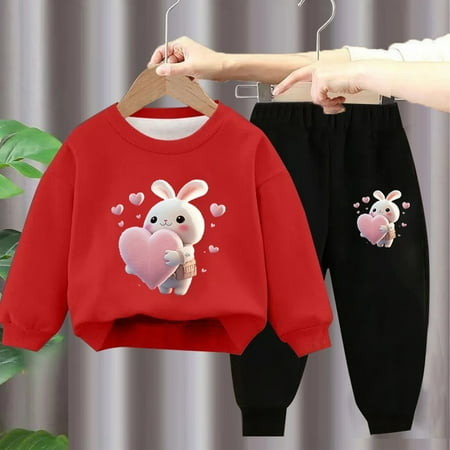 

Spazoro Toddler Girls Outfits Sets Warm Sweatshirts and Pants 2PC Fall and Winter Active Wear Clothes Sets for Baby Kids Girls Red Size 9 T