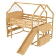 thumbnail image 5 of URTR Full Loft Bed with Slide & Bookshelf, Solid Wood Loft Beds Frame with House Structure & Safety Rails, Fun Elevated Design for Game Room, Natural, 5 of 9