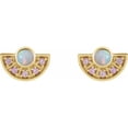 thumbnail image 2 of 14k Yellow Gold Ethiopian Opal and Pink Sapphire Fan Earrings Stud Earring for Women - 2.3 Grams, 2 of 2