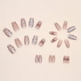 thumbnail image 3 of Fofosbeauty 24pcs Coffin Press-on Nails for Girls Womens, Coffin Pearl Embellishment Sweet, 3 of 7