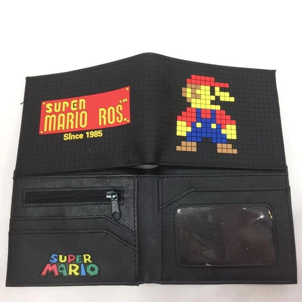 Cartera de dibujos animados de juego clásico de Super Mario Bros, monedero de estilo plegable de PU, tarjetero multifuncional, estudiante, niño, niños, hombres, regalos de Navidad zhangmengya LED