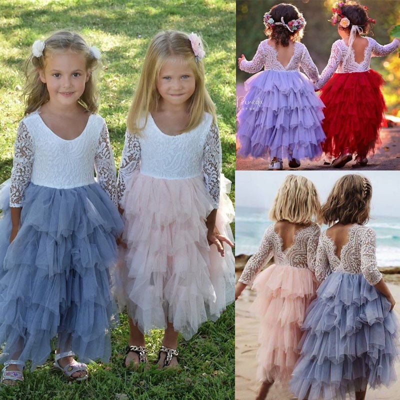Toddler Kids Baby Girl Lace Party Pageant Princess Tutu Dress Sundress Backless Toddler Kids Baby Girl Lace Party Pageant Princess Tutu Dress Sundress Backless