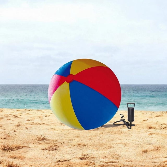 Bola de playa inflable bola de piscina al aire libre pvc plegable gran juego de agua de agua fácil de transportar juguete interactivo con bomba manual Diámetro de 80 cm