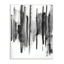 Stupell Indtries Vertical Black Ink Strokes Abstract Watercolor Over White,13 x 19,Design by VDK Atelier