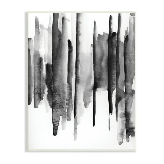 Stupell Indtries Vertical Black Ink Strokes Abstract Watercolor Over White,13 x 19,Design by VDK Atelier