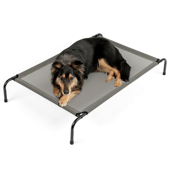 Qiushi Cooling Elevated Dog Bed, Chew Proof Dog Cot with Washable Mesh, 50"Dx31"Wx8"H Gray