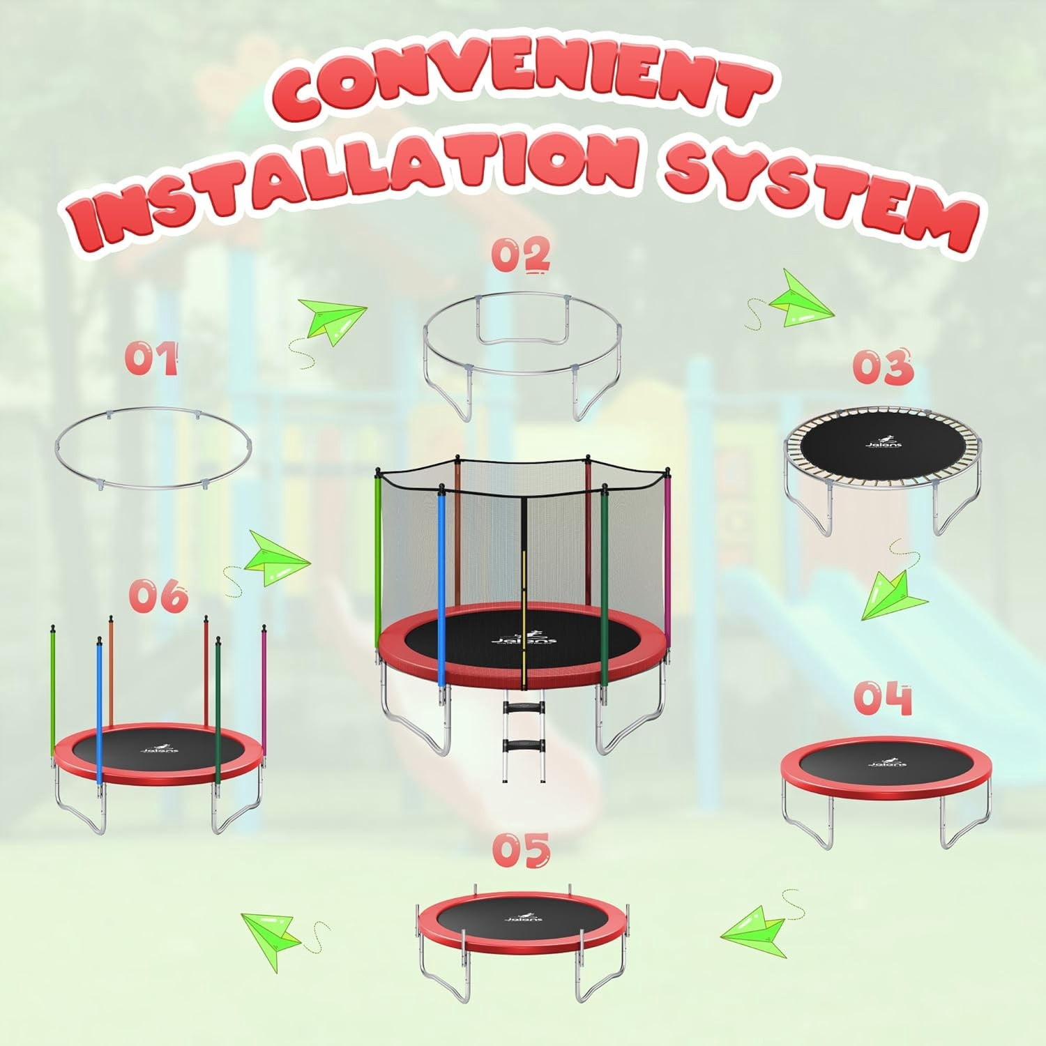 Outdoor Trampolines 8ft 10ft 12ft 14ft 15ft,Exercise Trampolines with Enclosure Net and Ladder,Recreational Anti-Rust Trampolines for Kids and Adults