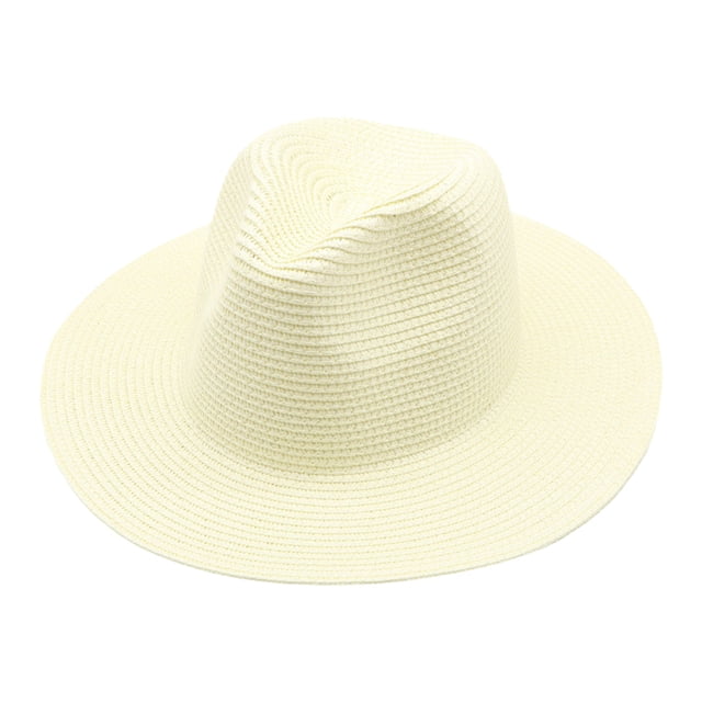 MIASHUI Womens Straw Cowboy Hat Western Beach Sun Hat for Men Wide Brim,Light Yellow,One Size