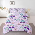 thumbnail image 2 of Erosebridal Girls Rainbow Bedding King Comforter Set, Purple Cloud Down Comforter, Cartoon Theme Decor, Reversible 3-Piece, 2 of 7