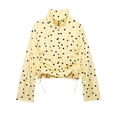 thumbnail image 2 of TGSLY Polka Dot Cropped Jacket for Women Lightweight Soft Stand Collar Long Sleeve Coat Side Adjustable Drawstring Ruched Hem Outerwear Jacket L, 2 of 7