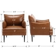thumbnail image 3 of Dayalane Modern Accent Chair, Upholstered Faux Leather Single Sofa Chair for Living Room, Small Space Armchair Comfy Club Chair for Bedroom Reception Room, Brown, 3 of 8