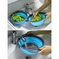 thumbnail image 4 of Collapsible Silicone Colander, Collapsible Collapsible Colander Kitchen Fruit Basket Collapsible Filter Basket Colander Set for Kitchen Home Use (Blue)，JUN, 4 of 6