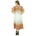 thumbnail image 6 of Bimba Women V-neck Printed Kaftan Kimono Cotton Maxi Drawstring Caftan Night Dress, 6 of 6