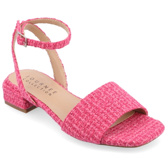 Journee Womens Adleey Tweed Flat Sandals