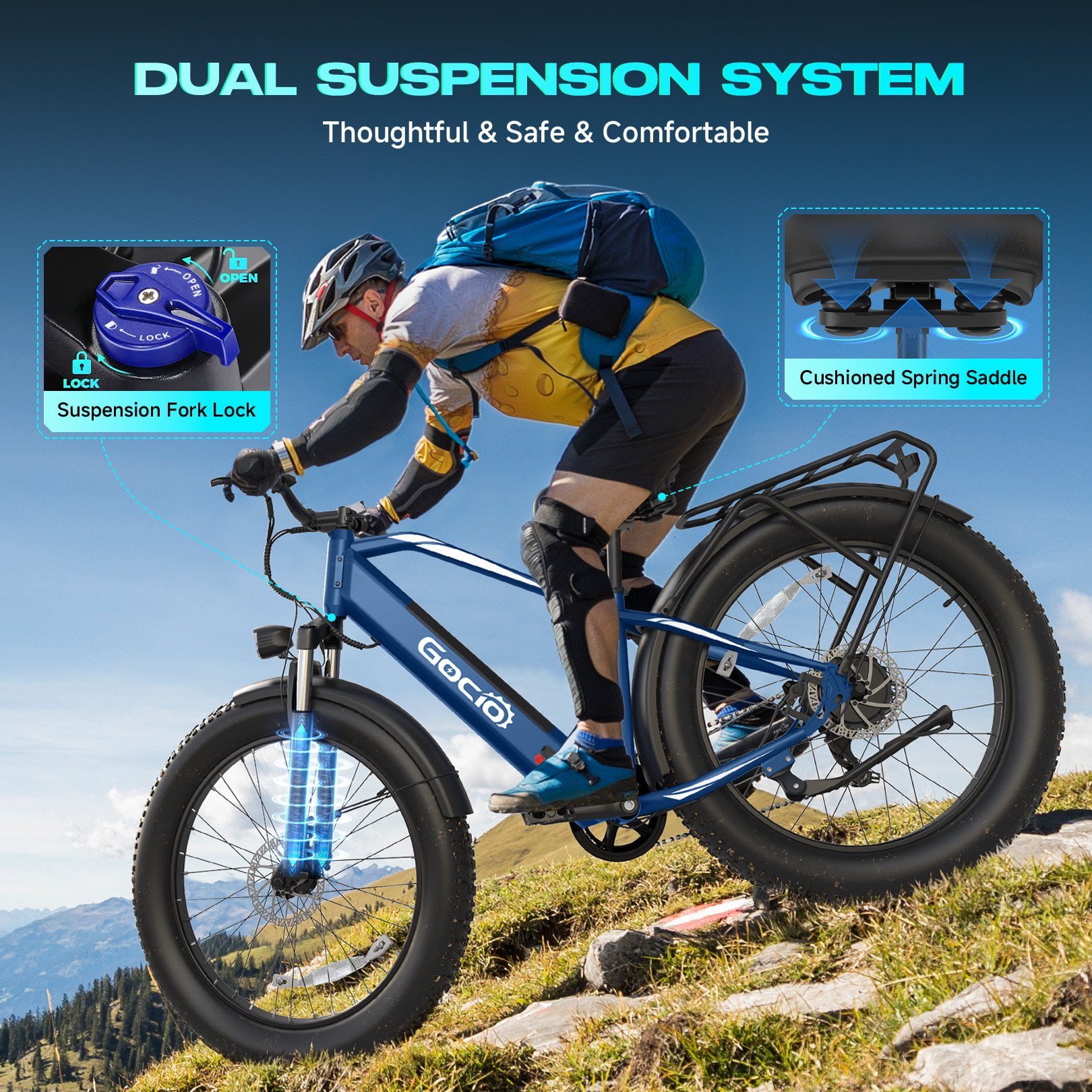 Gocio UL2849 Certified 26"x4.0 Fat Tire Electric Bike for Adults, 1500W Peak Motor, 48V 15Ah Battery, 25MPH Max Speed, Off-Road Mountain E-bike