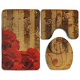 thumbnail image 1 of ABPHQTO Notas y rosa grunge retro Juego de alfombras de baño de 3 piezas Alfombra de baño Alfombra de contorno y tapa de inodoro ABPHQTO Cont-CHAPPLE-32444, 1 of 2