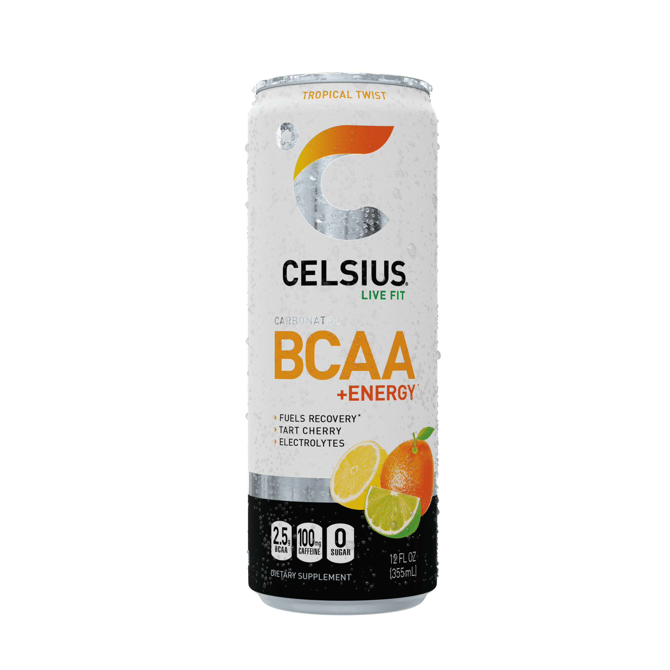 Celsius Carbonated BCAA Energy Drink Tropical Twist (12 Drinks)
