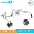 thumbnail image 3 of AmGood Commercial Sink Faucet with Swivel Spout 12" | 8" Center | Wall Mount | NSF, 3 of 4