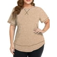 thumbnail image 2 of WellSize Womens Plus size Tops Curved Hem Summer Short Sleeve Shirts Loose Casual Tunic Tee, 2 of 8