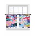 thumbnail image 2 of Abstract Art Graffiti Sheer Curtains 54 Inches Long 2 Panels Watercolor Pink Flower Leaf Color Block Light Filtering Semi Sheer Window Curtains Drapes for Bedroom Living Room 52"x54", 2 of 7