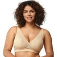 thumbnail image 3 of HSIA Wirefree Full Coverage Non Padded Plus Size Deep V Lace Comfortable Bra Nude 3XL, 3 of 8