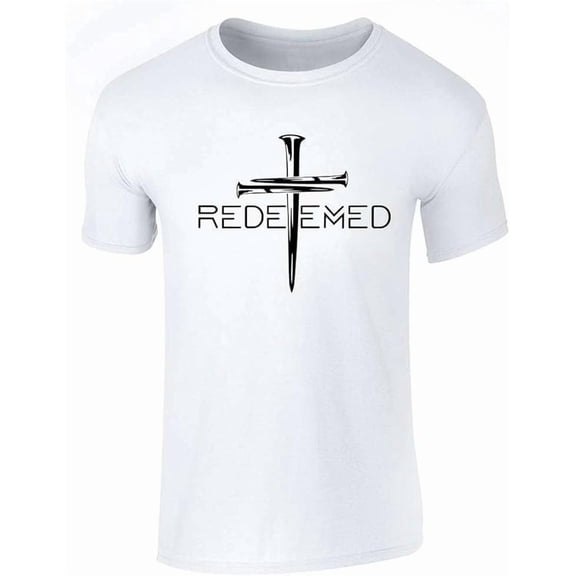 Greenink Redeemed Cross Nails Mens Christian Jesus Shirt Short Sleeve T-Shirt Religious Graphic Tee Tops for Women Men
