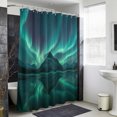 thumbnail image 4 of Night Sky Shower Curtain - Water Repellent Fabric Shower Curtains Washable, Winter Snowy Green Natural Light Mountain Decorative Polyester Cloth Bathroom Curtains Modern Bath Decor 36"x72", 4 of 8