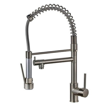 Forclover Kitchen Faucet with Pull Down Sprayer, Single Handle Commercial Kitchen Sink Faucet with 2 Spout