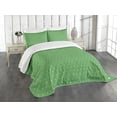 thumbnail image 3 of Ambesonne Green Quilted Bedspread Set 3 Pcs, 60s Retro Vintage Dots, Queen Size, Green and White, 3 of 5
